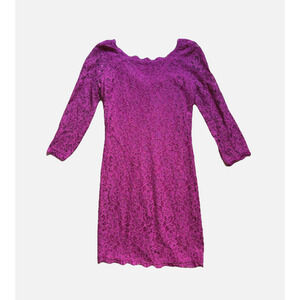 Diane Von Furstenberg DVF Zarita Lace Dress Sz 4 Purple Fitted Sheath Short Zip